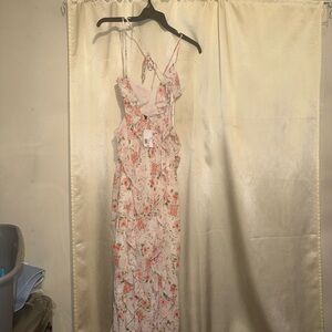 Forever 21 Pink Floral Ruffle Maxi Dress